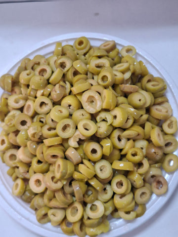 Olive verdi in salamoia a rondelle origine Grecia